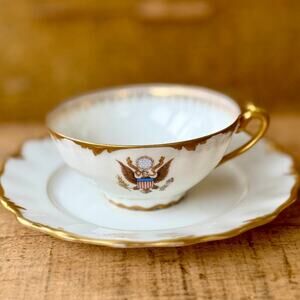 Antique Limoges Teacup & Saucer – Great Seal – National Remembrance